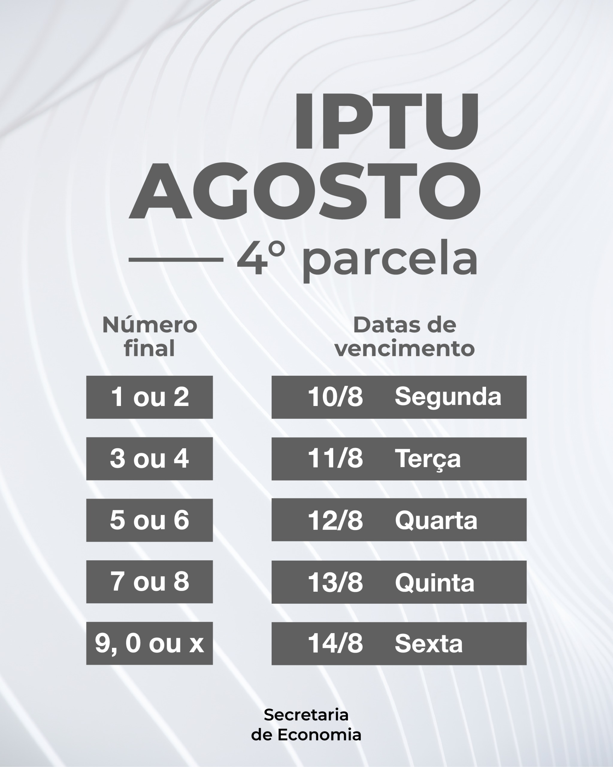 IMAGEM DAS DATAS DE VENCIMENTO DO IPTU