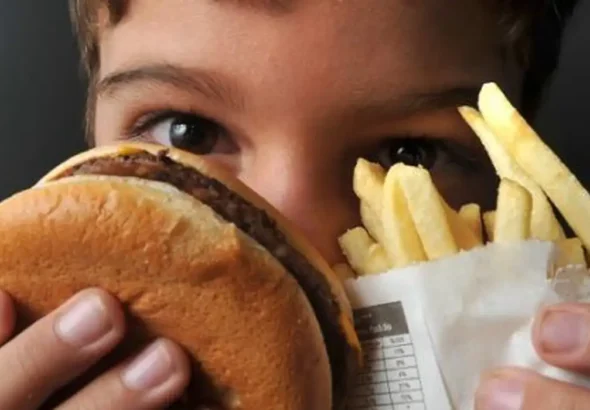 criança com fast food